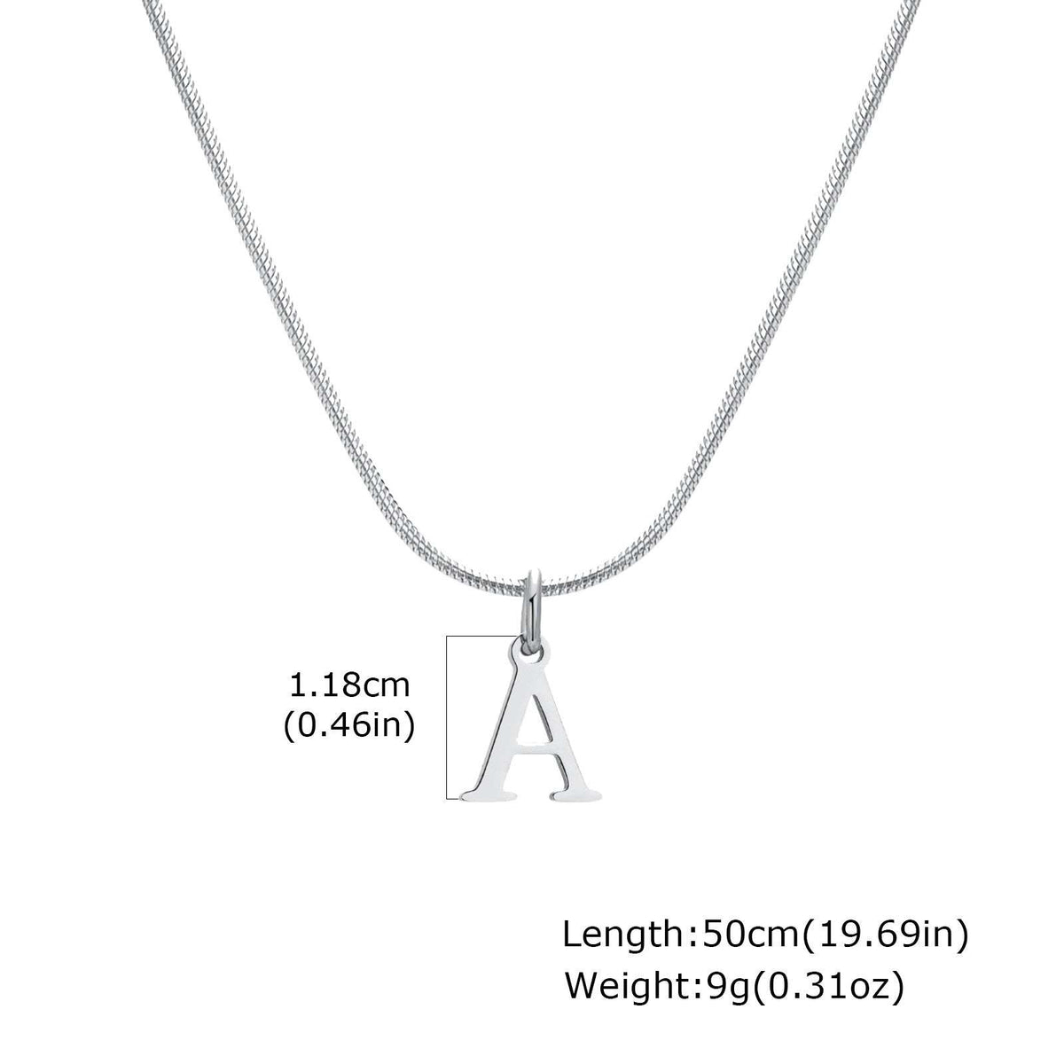 G廠-不鏽鋼跨境方蛇鏈26英文字母項鍊骨鏈鋼色「NC-1315」25.11-3