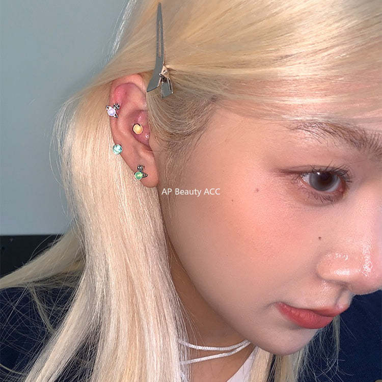 C廠-輕奢小眾高級感星球耳釘女多巴胺甜美鈦鋼耳環精緻甜酷風秋冬耳飾「EH-4343」25.12-2