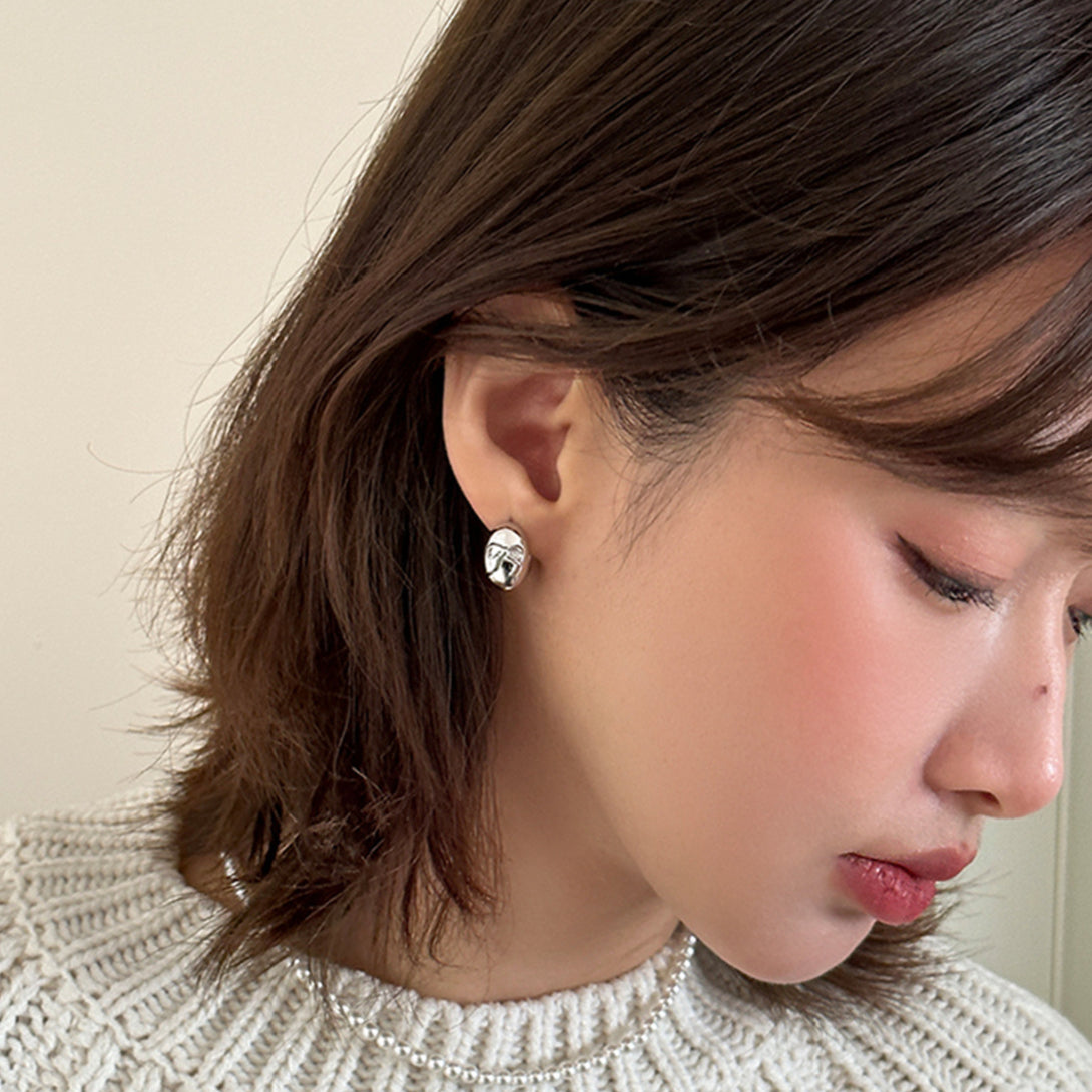 C廠-極簡百搭蝴蝶結耳環女個性冷淡風高級感鵝蛋銀針耳環日常氣質耳飾「EH-3468」25.04-3