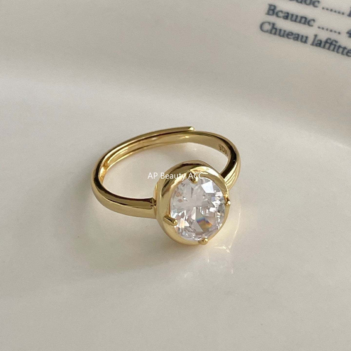 F廠-韓版韓版925純銀橢圓鋯石戒指簡約小紅書INS時尚開口戒「J2146」25.11-4