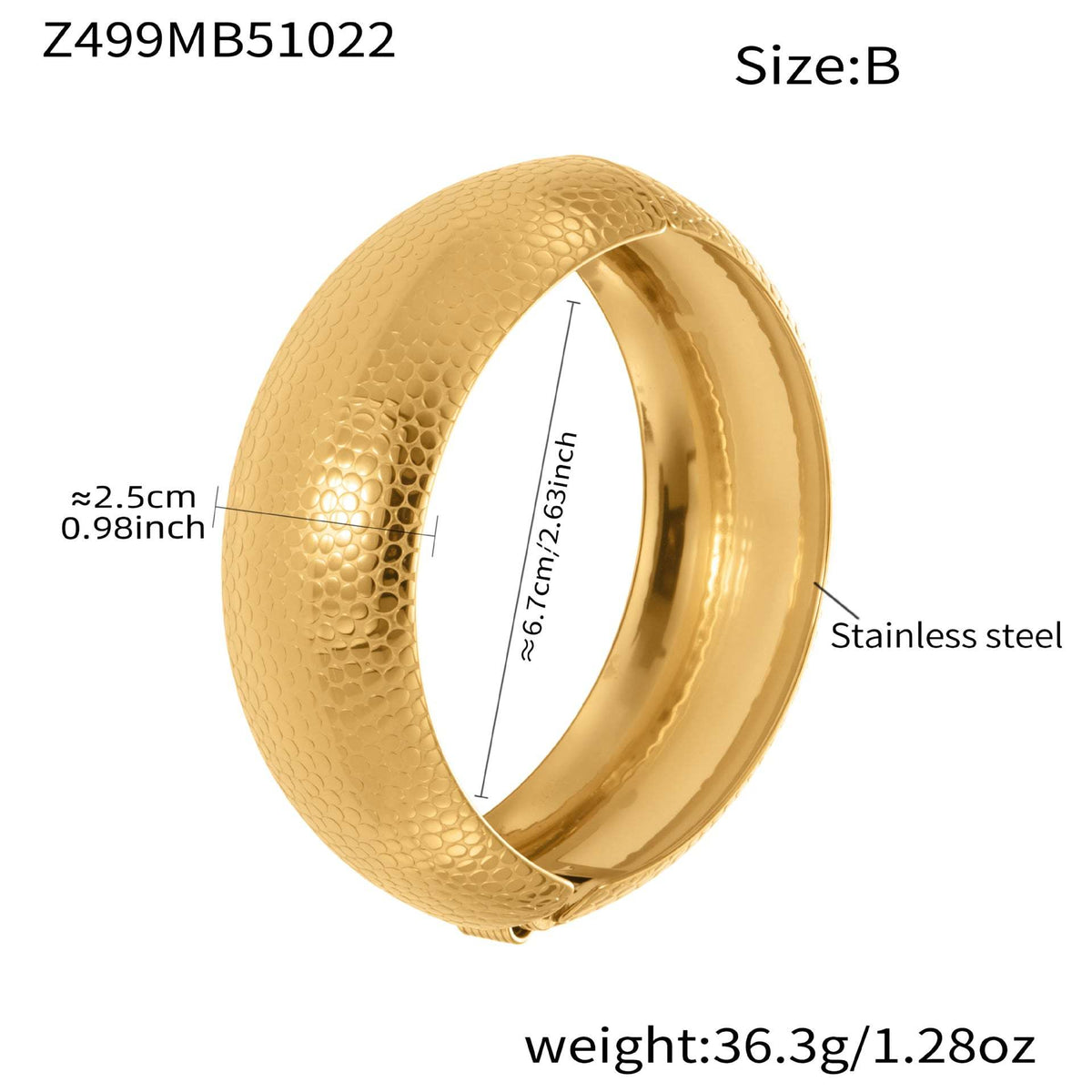 B廠-ins輕奢時尚百搭紋理側開口手鐲不鏽鋼材質鍍18k真金不掉色「Z499」25.10-5