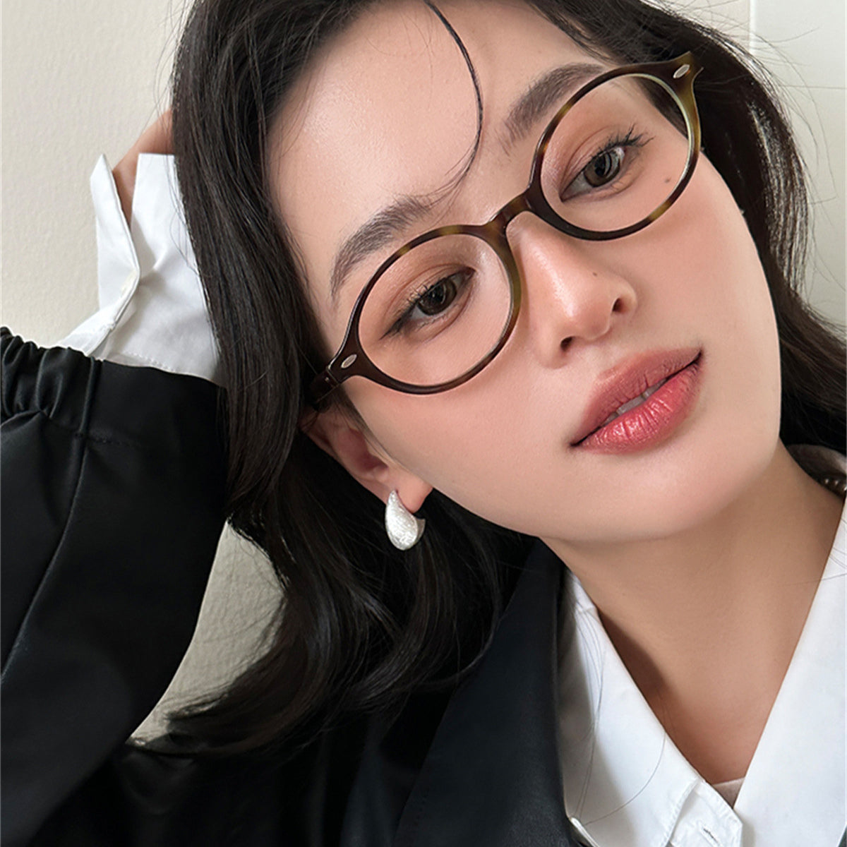 C廠-簡約大氣拉絲水滴銀針耳釘女秋冬復古時尚高級感氣質耳環輕奢耳飾「EH-3753」25.09-1