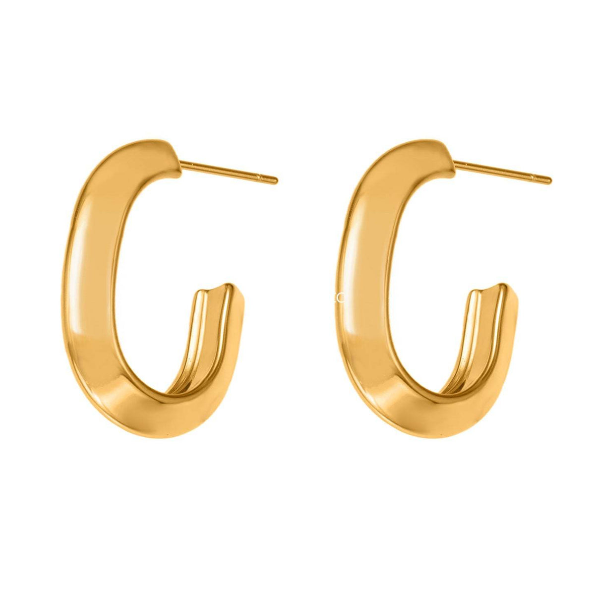 B廠-不鏽鋼凹槽弧面耳環歐美輕奢風小眾設計百搭耳飾鍍18k真金「F623」25.10-5