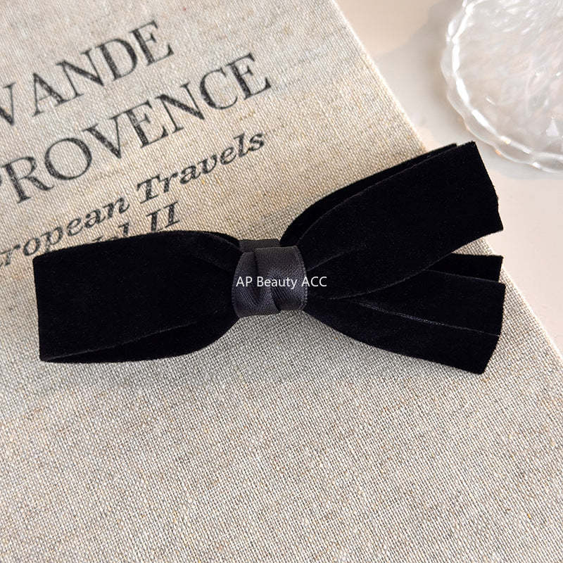 E廠-簡約復古絲絨蝴蝶結香蕉夾女後腦勺高級感髮飾氣質百搭馬尾夾髮卡「27757」25.12-1