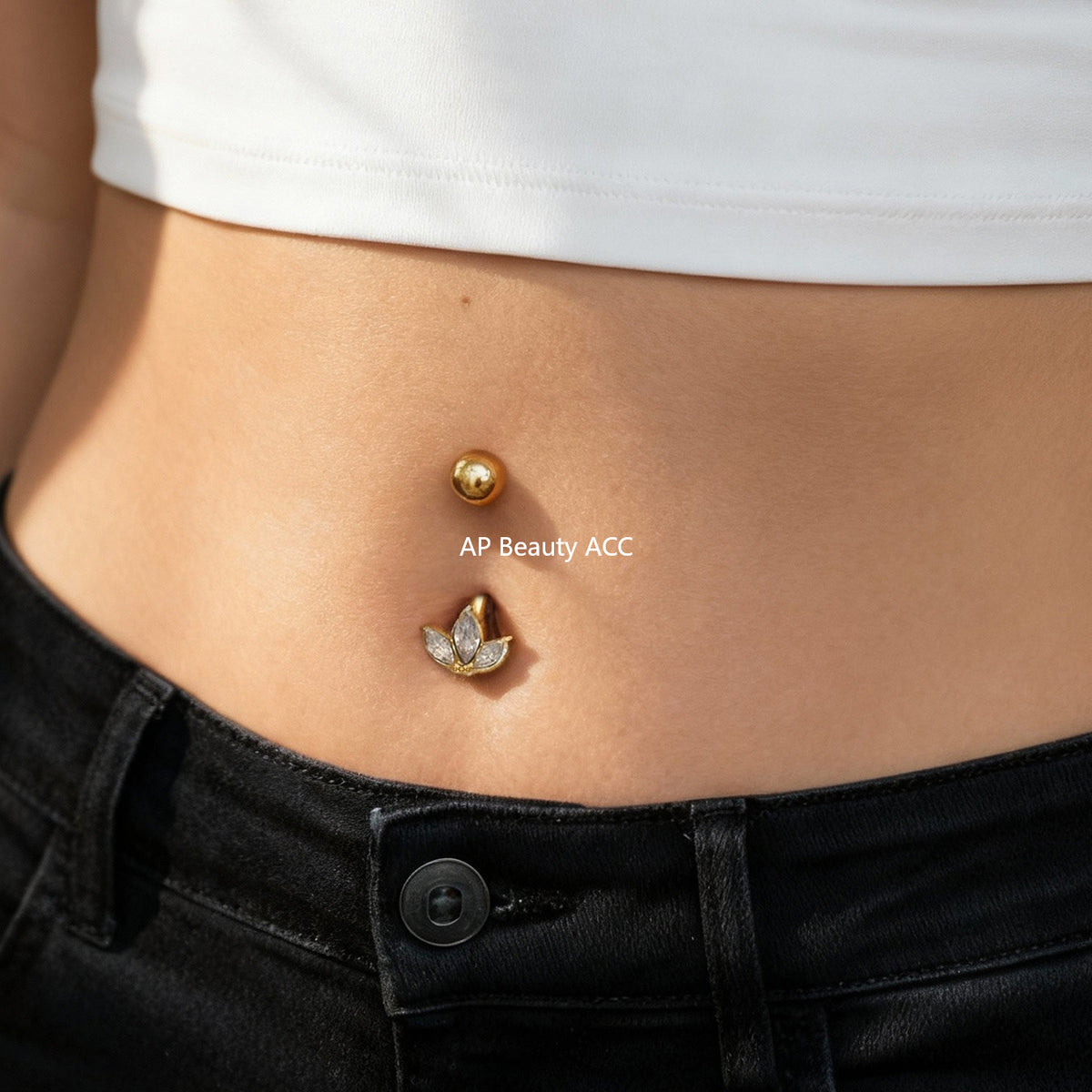 B廠-超閃5A鋯石愛心水滴造型肚臍釘不鏽鋼18k鍍金歐美穿刺飾品「H001」25.11-2