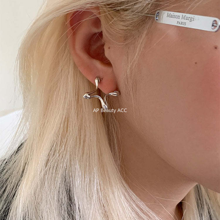 C廠-韓版INS四芒星銀針耳釘小眾輕奢設計感高級耳環日常百搭秋冬耳飾「EH-4276」25.11-4