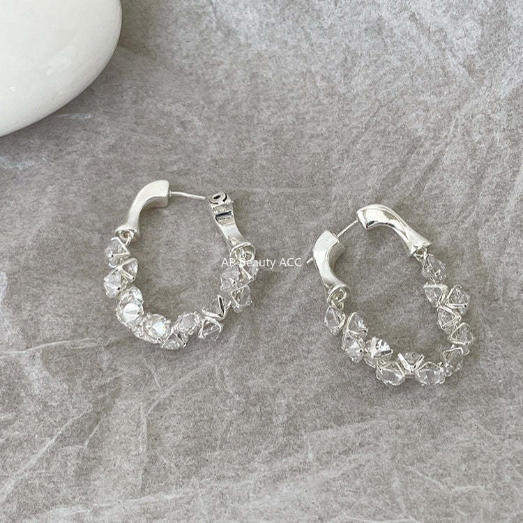 C廠-高級感復古氣質秋冬鋯石耳環女簡約百搭清冷風耳圈小眾時尚耳飾「EH-4127」25.12-1