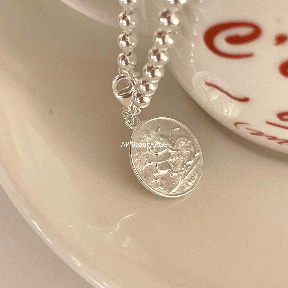 F廠-韓國韓版925純銀銀飾設計鏈條硬幣光珠簡約手鍊手飾「A162」25.12-1