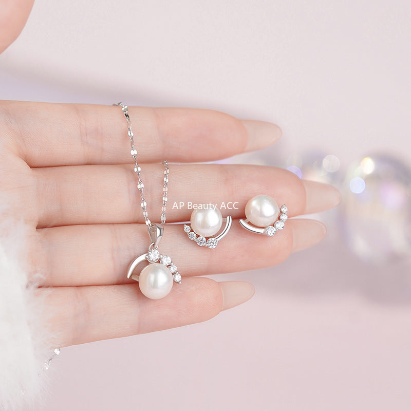 D廠-S999足銀珍珠項鍊吊墜法式復古耳環輕奢精緻小眾百搭首飾項鏈「YC0812N_1 YC6405E_1」25.11-1