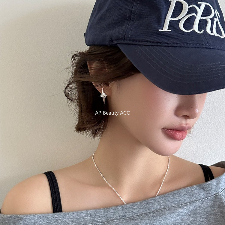 C廠-925銀針拉絲立體四芒星耳釘女輕奢高級氣質耳環日常百搭秋冬耳飾「EH-4119」25.11-2