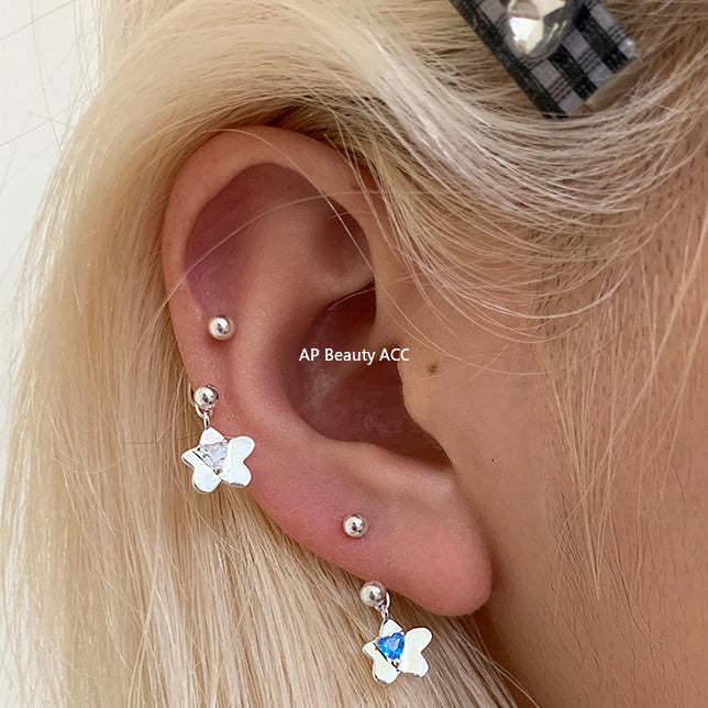 C廠-精緻韓系花朵吊墜耳釘女百搭甜美氣質銀針愛心耳環簡約甜酷風耳飾「EH-4340」25.11-4