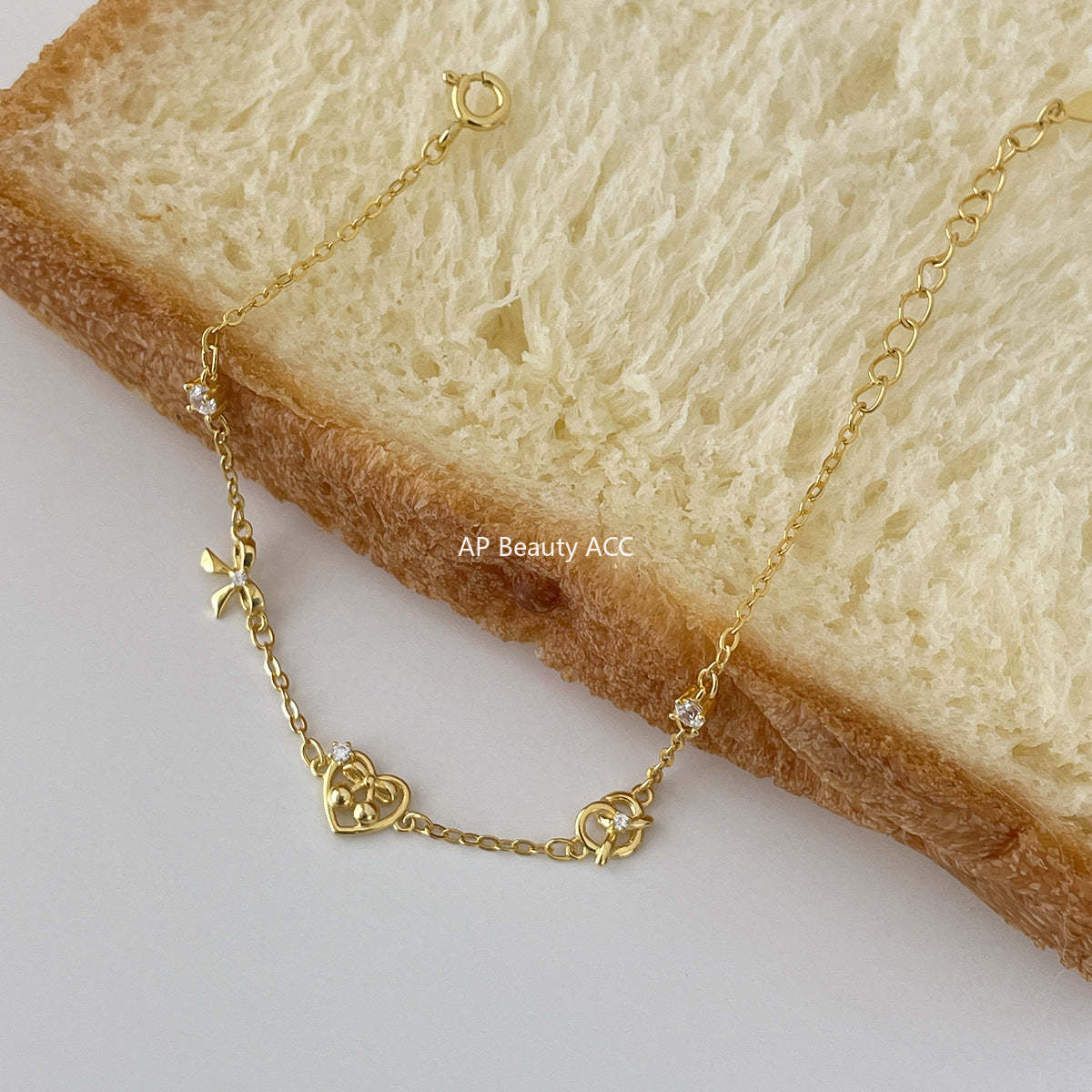 C廠-韓版愛心鹼水結手鍊女甜美小清新蝴蝶結純銀手飾小眾精緻設計飾品「SL-490」25.11-1