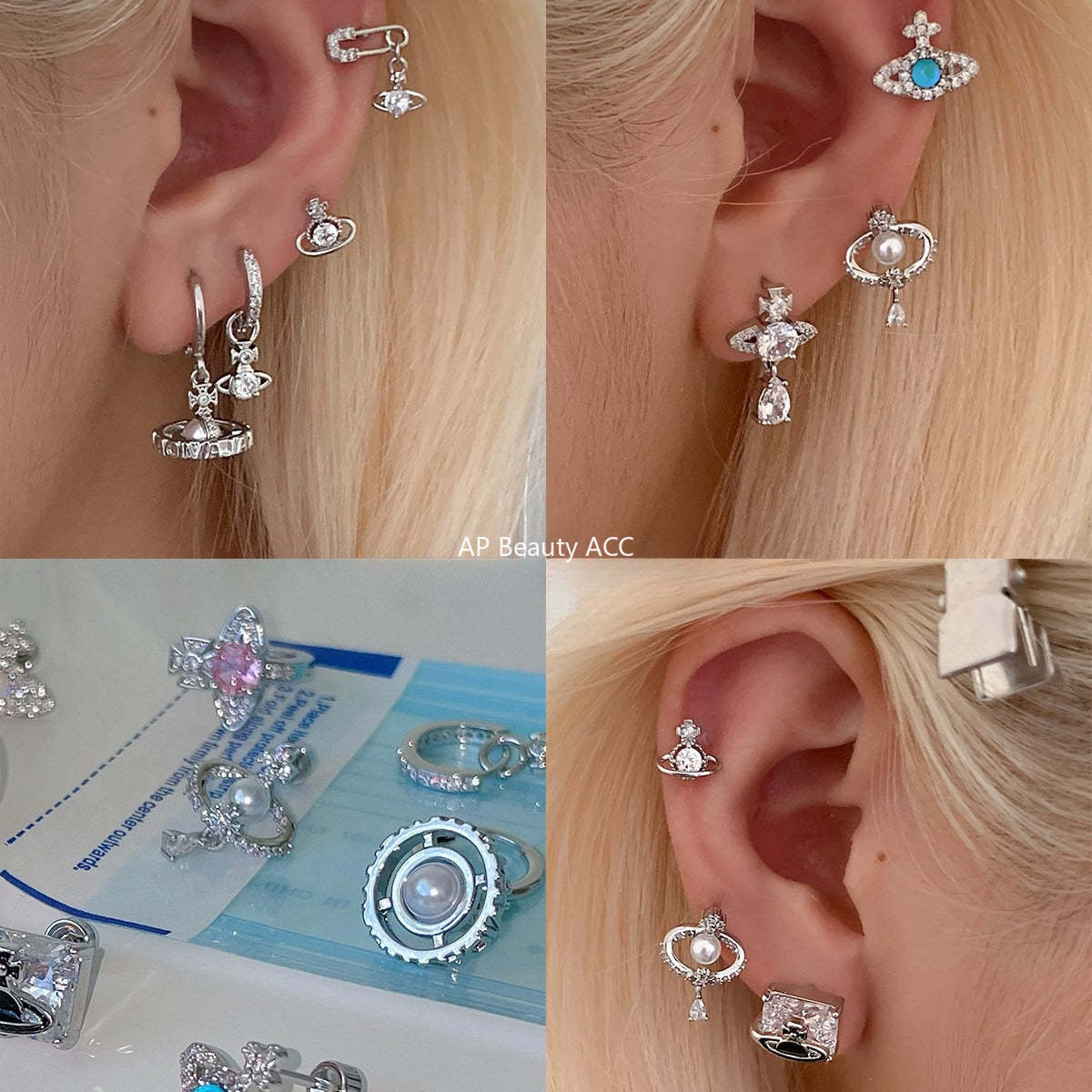 C廠-甜酷風爆閃鋯石星球耳釘鈦合金女高級感個性氣質別針鈦鋼新品耳飾「EH-4347」25.12-1