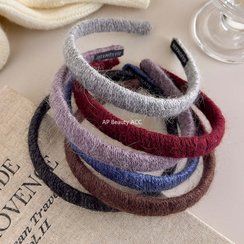 E廠-秋冬毛線針織細髮箍女2025新款高顱頂洗臉壓髮頭箍洋氣外出髮卡「27651」25.11-3