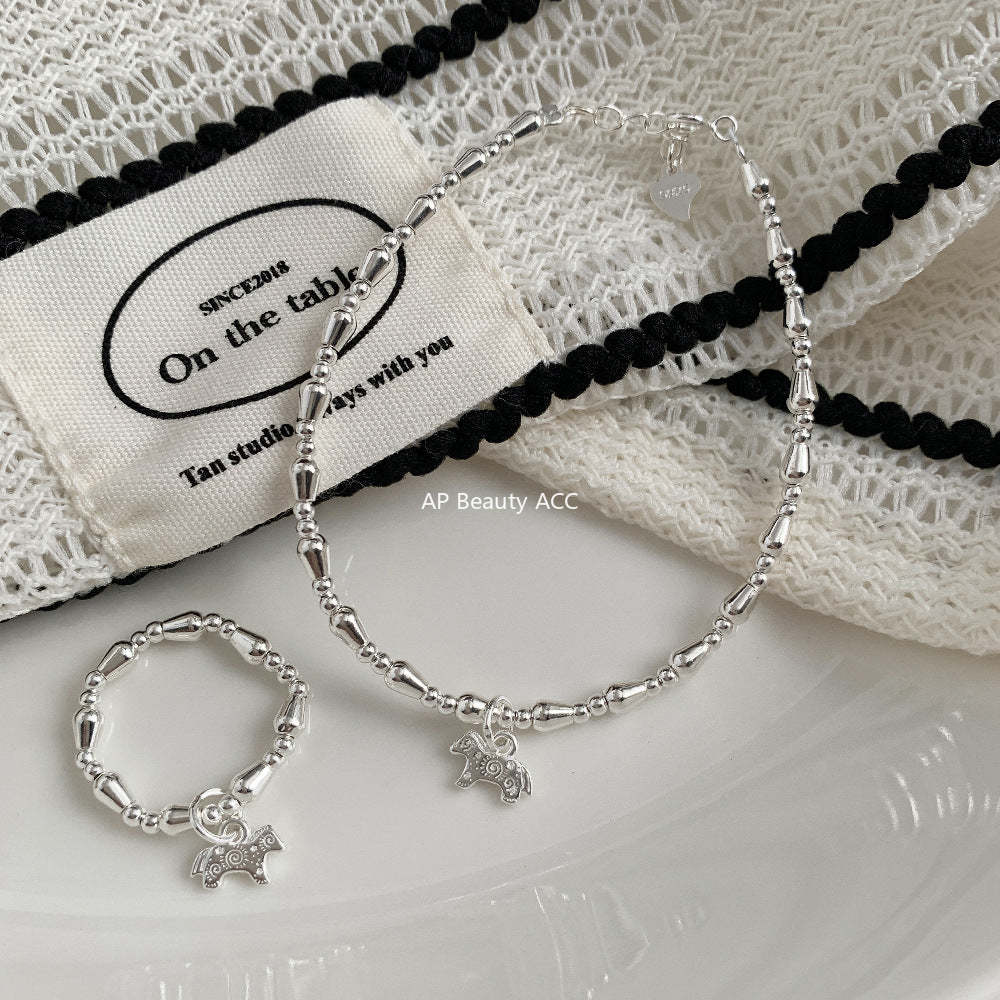 C廠-2026屬馬生肖馬年 花紋小馬S925純銀手鍊S925純銀戒指女士細手鍊「SZ-S092」25.12-3