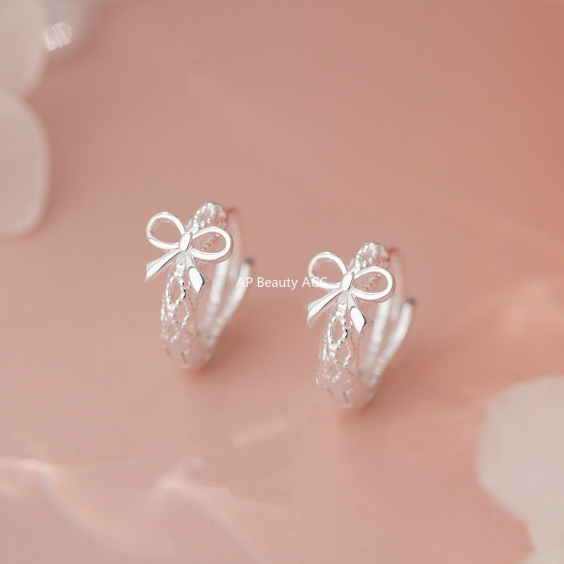 D廠-S925純銀日系鏤空蝴蝶結耳扣新款百搭高級感甜美溫柔氣質耳飾「YC2793E_1」25.11-1