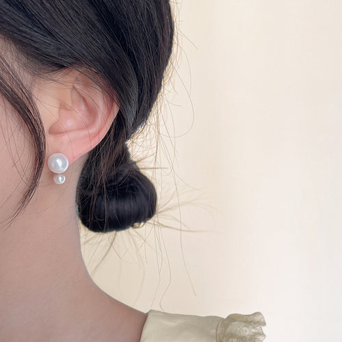 A廠-施家玻璃珍珠一款兩戴氣質簡約通勤銀針耳飾工廠義烏飾品圓形耳環「4001」24.05-3