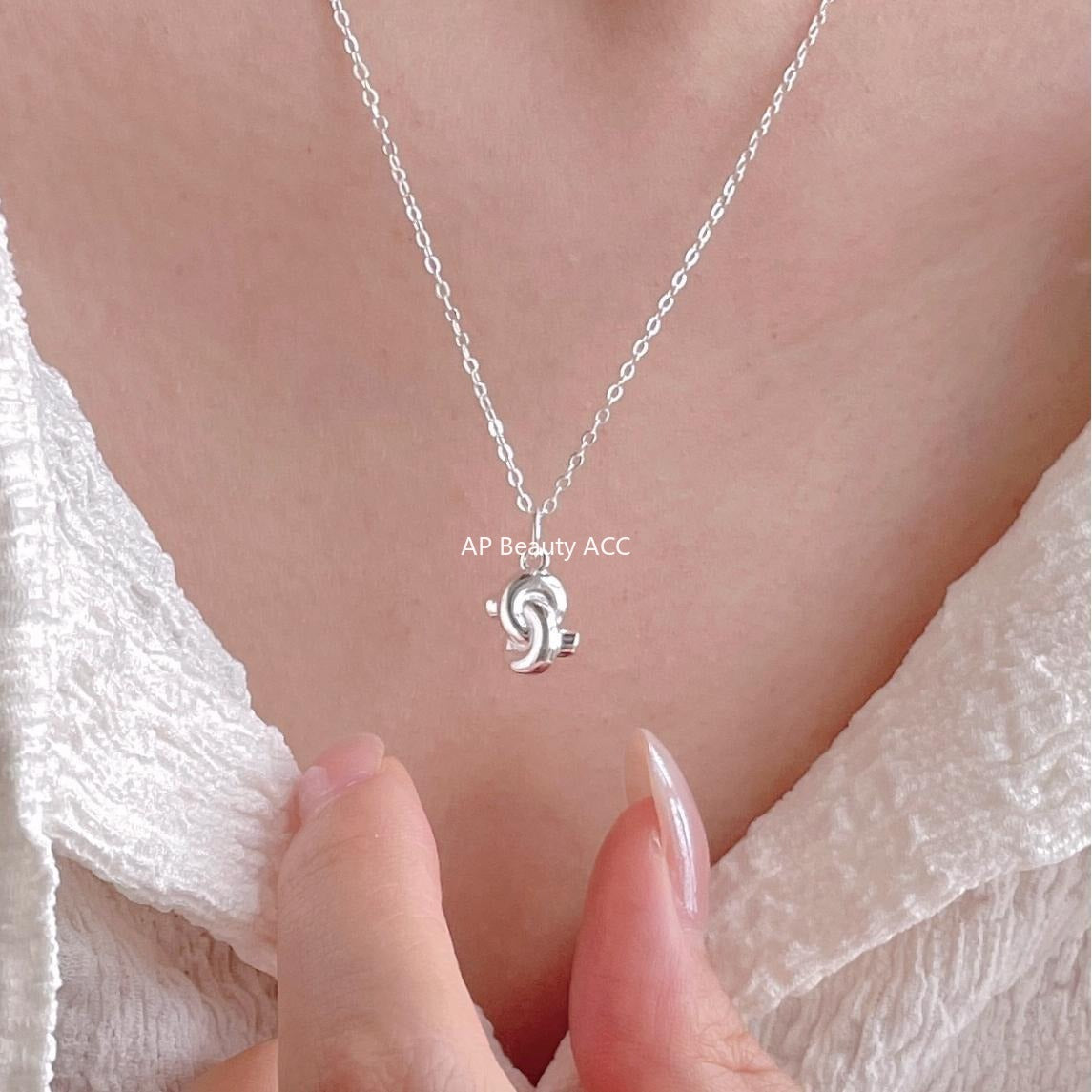 F廠-韓國韓版925純銀打結愛心項鍊簡約氣質ins網紅小紅書項鍊「B1380」25.11-1