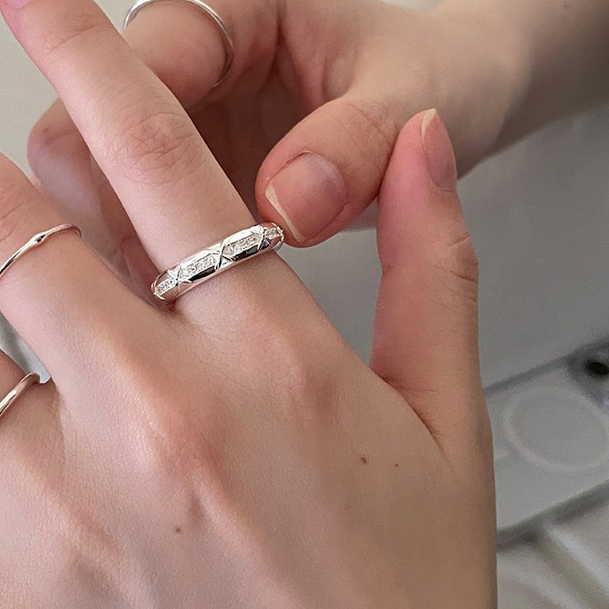 C廠-輕奢小香風爆閃鋯石戒指女高級感個性開口食指戒簡約小眾百搭指環「JZ-0727」25.11-1