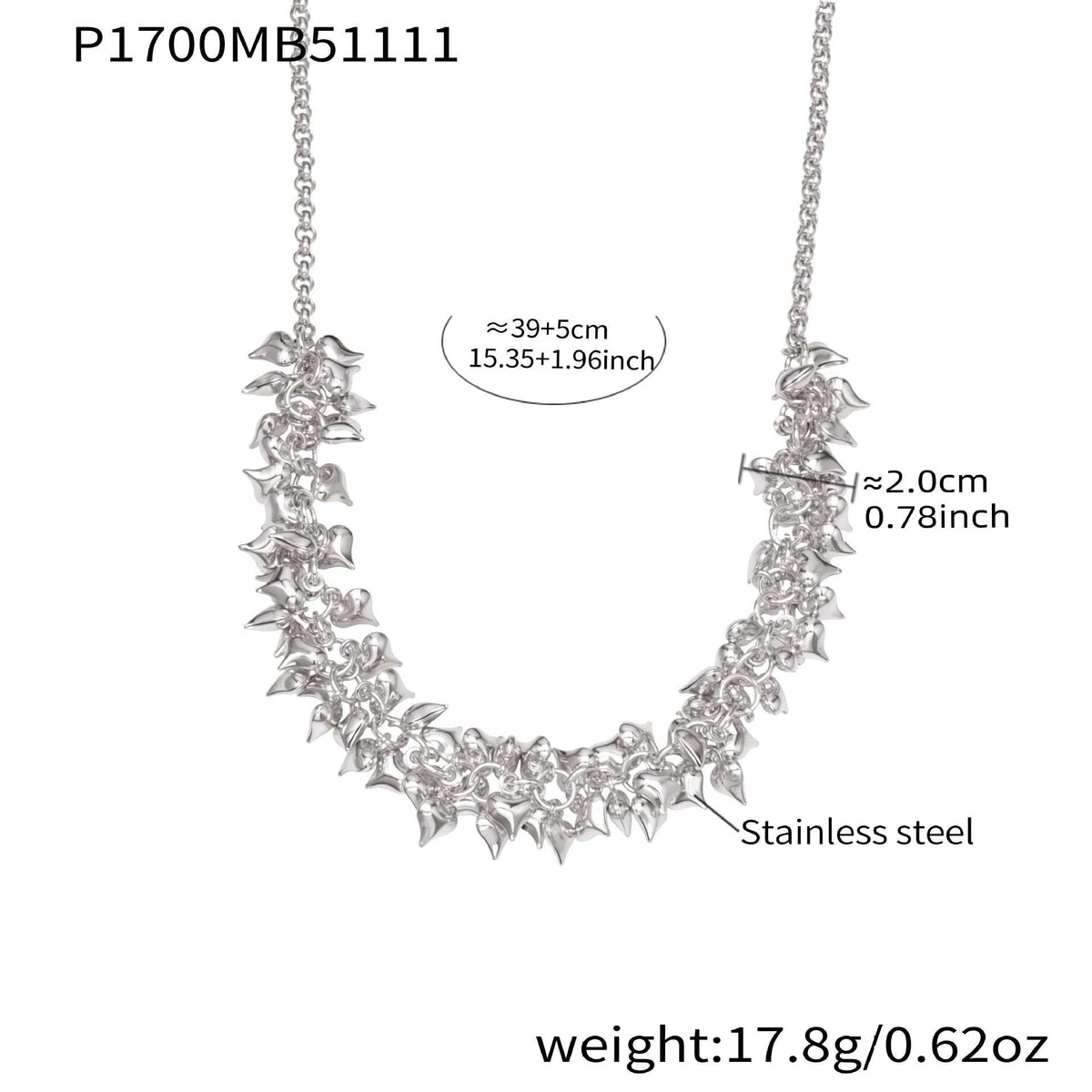 B廠-不鏽鋼多個桃心吊墜項鍊歐美時尚簡約輕奢風飾品鍍18k真金「P1700」25.11-3