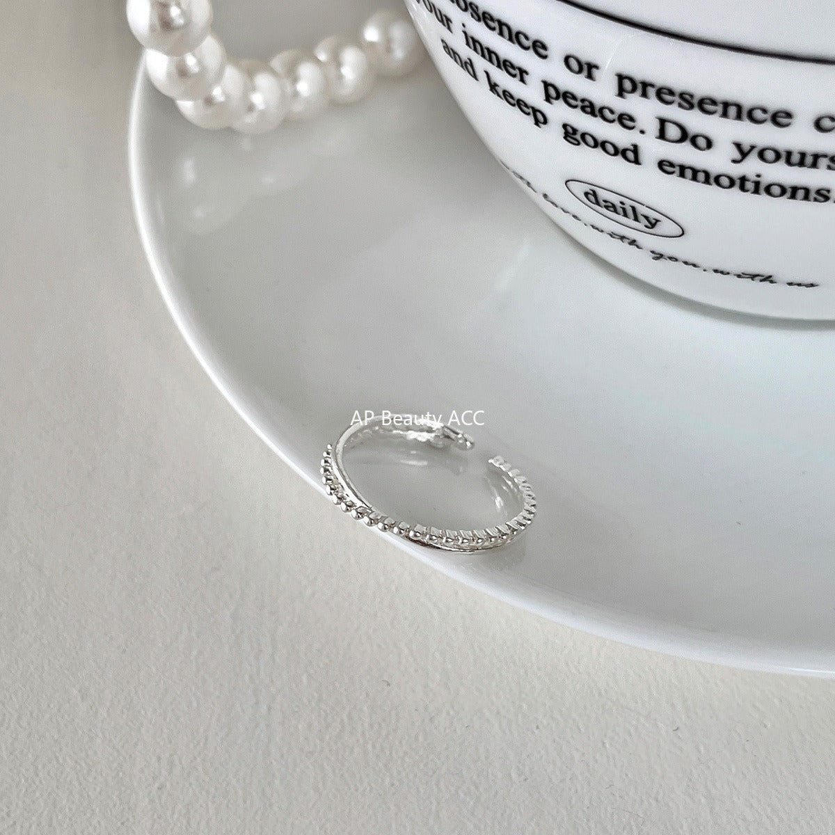 C廠-甜美珍珠戒指女極簡冷淡風氣質優雅925純銀交叉開口指環百搭指戒「JZ-0702」25.11-1