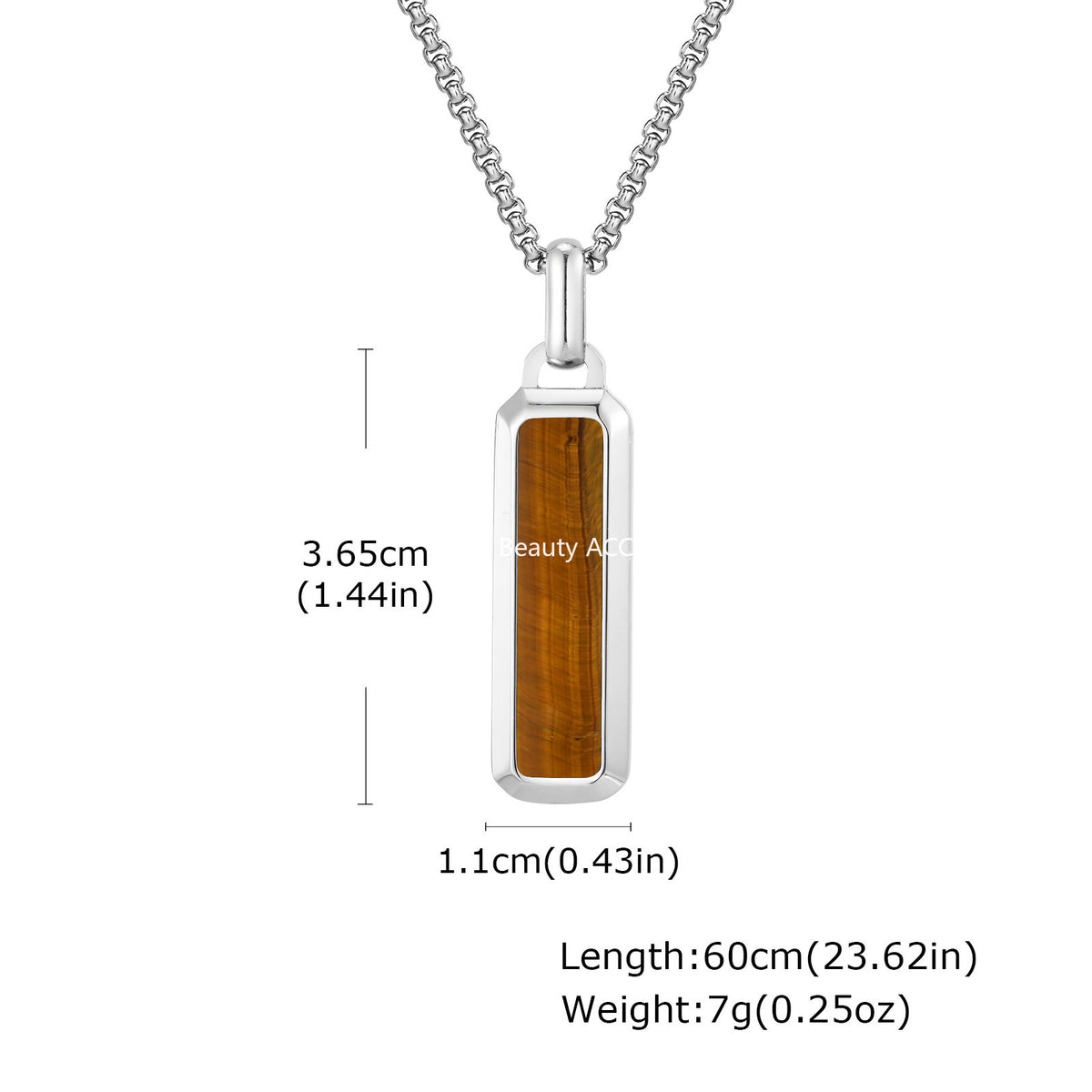 G廠-歐美跨境男士不鏽鋼吊墜長條虎眼石幾何百搭時尚簡約項鍊「PN-2226」25.11-2