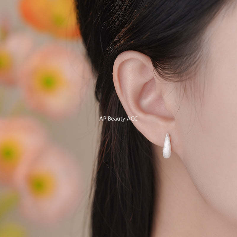 D廠-S999足銀新款拉絲水滴螺絲耳環女潮冷淡風高級感小眾簡約耳飾批發「YC2283E_1」25.11-3