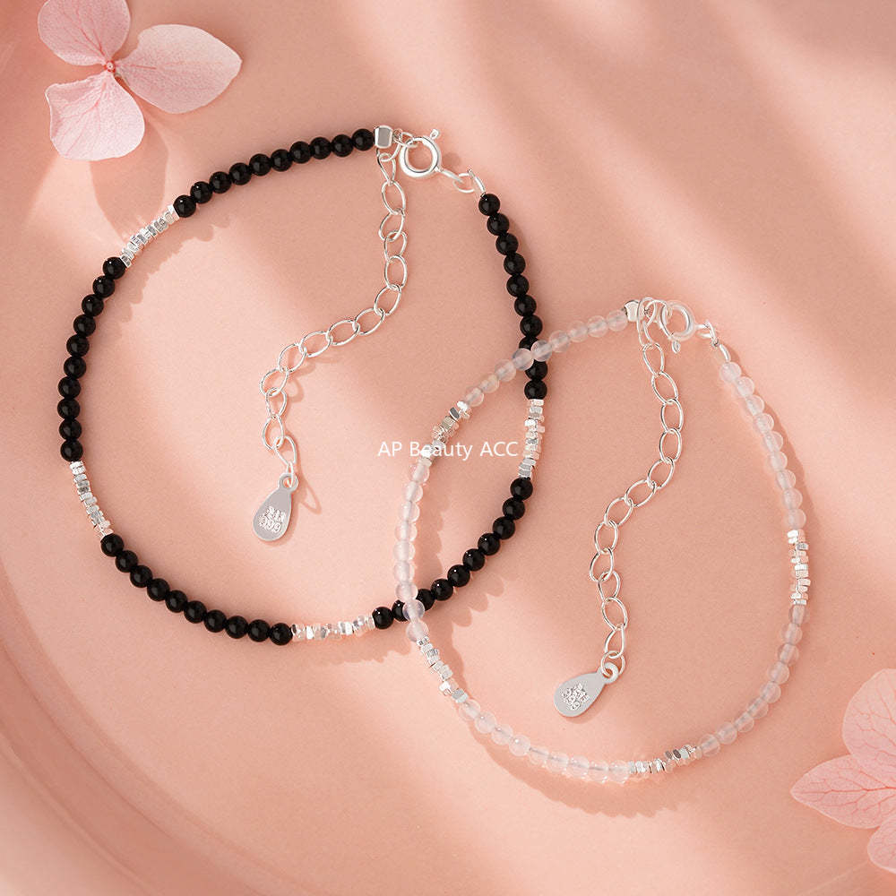 D廠-足銀S999瑪瑙碎銀情侶手鍊新中式極簡淡雅文藝氣質手飾「YC4745SL_1」25.11-4