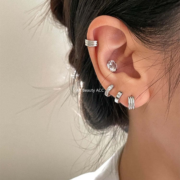 C廠-925銀針耳環線圈重疊耳釘女小眾設計感高級耳耳圈耳釘爆耳飾「EH-3132.SJ」25.12-2