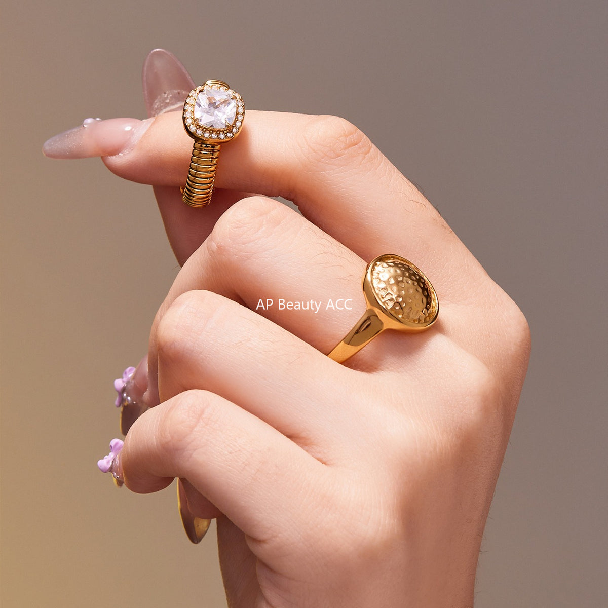 B廠-跨境熱賣新款不鏽鋼方型5A鋯石開口戒指ins風簡約百搭指環「A394-A389」25.11-2