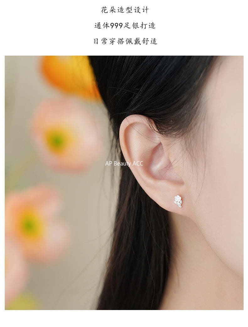 D廠-足銀S999森系田園風玫瑰花耳環女甜美百搭小清新耳環耳環批發「YC3052E_1」25.11-4