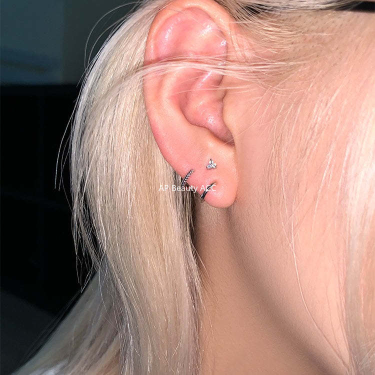 C廠-簡約日常幾何三角鋯石耳釘女韓版氣質冷淡風銀針耳環精緻高級耳飾「EH-4289」25.12-1