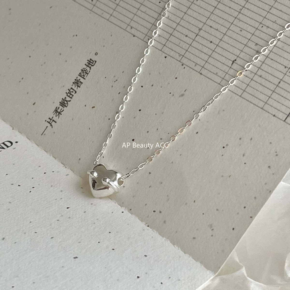 F廠-韓國韓版簡約銀飾 925純銀愛心項鍊百搭INS風個性設計款項鍊「B1385」25.11-4