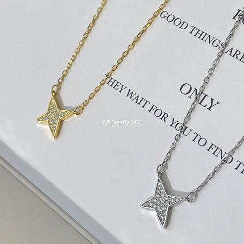 C廠-閃鑽星星純銀項鍊ins小眾設計輕奢高級感氣質鎖骨鏈簡約百搭頸鏈「XL-1229」25.11-1
