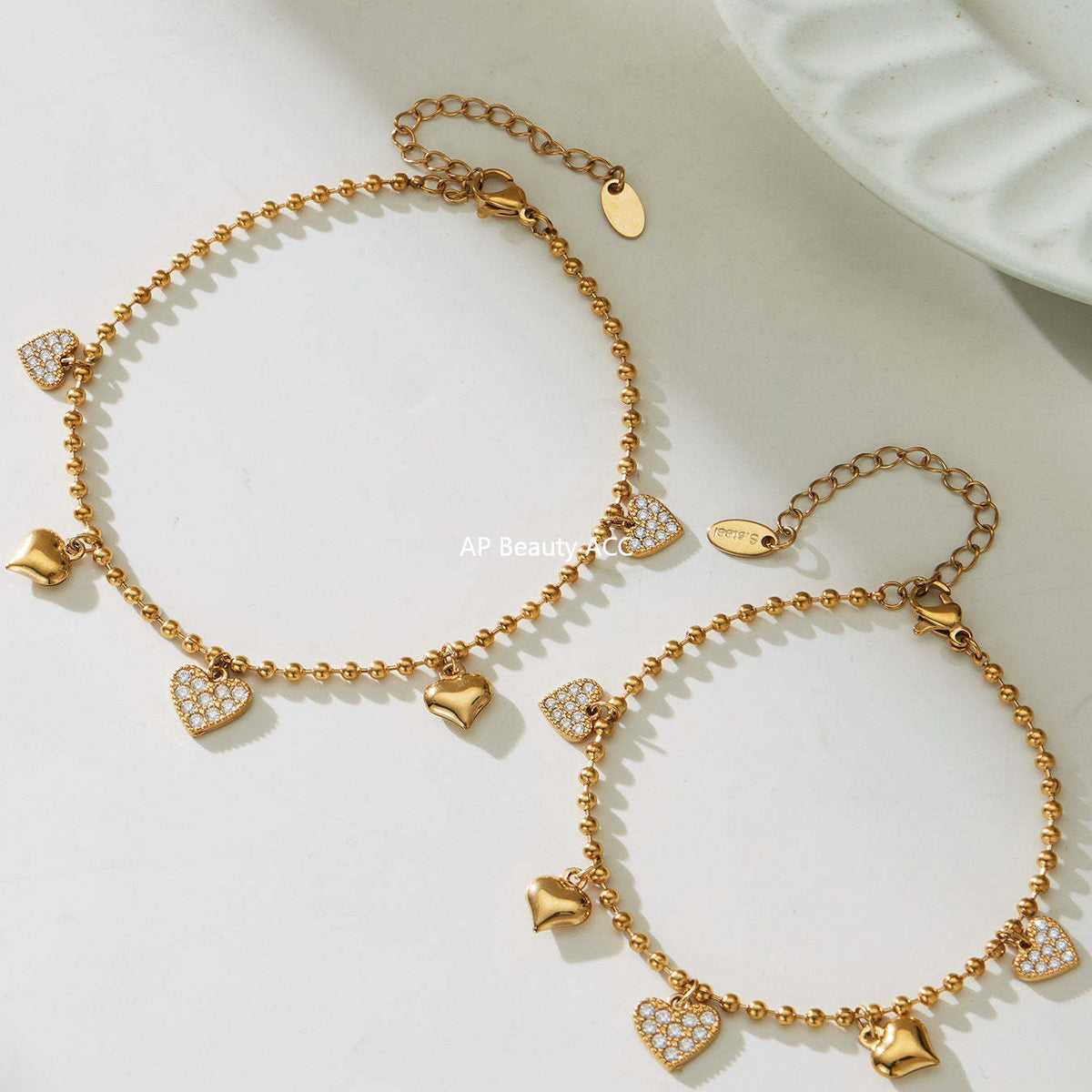 B廠-不鏽鋼愛心滿鑽鋯石吊墜耳環項鍊手鍊腳鏈套裝鍍18k真金歐美潮飾「TXP504」25.11-4