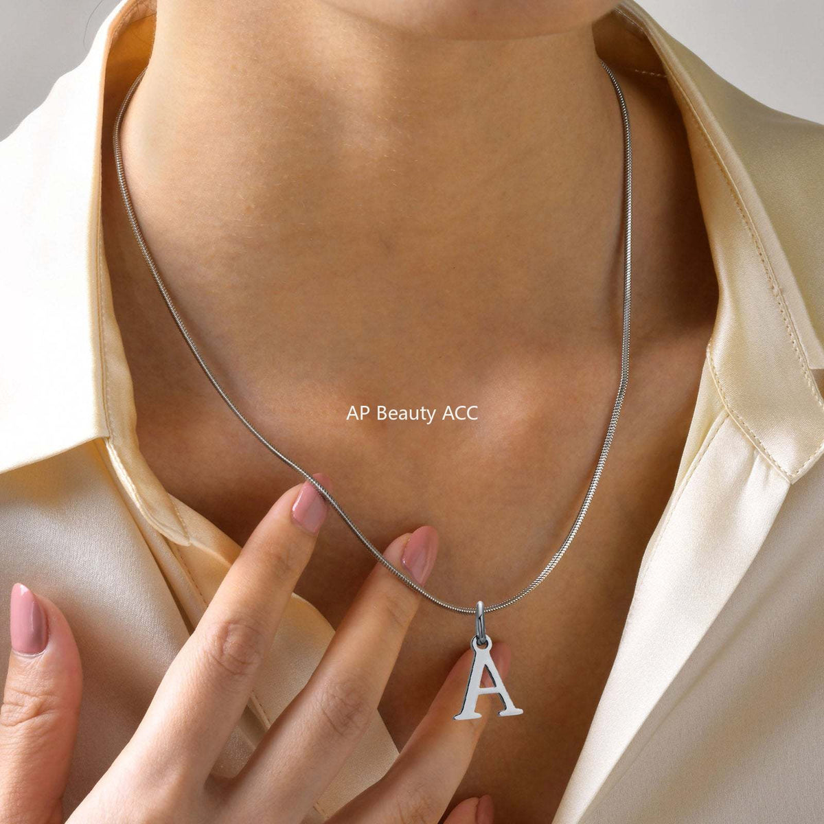 G廠-不鏽鋼跨境方蛇鏈26英文字母項鍊骨鏈鋼色「NC-1315」25.11-3