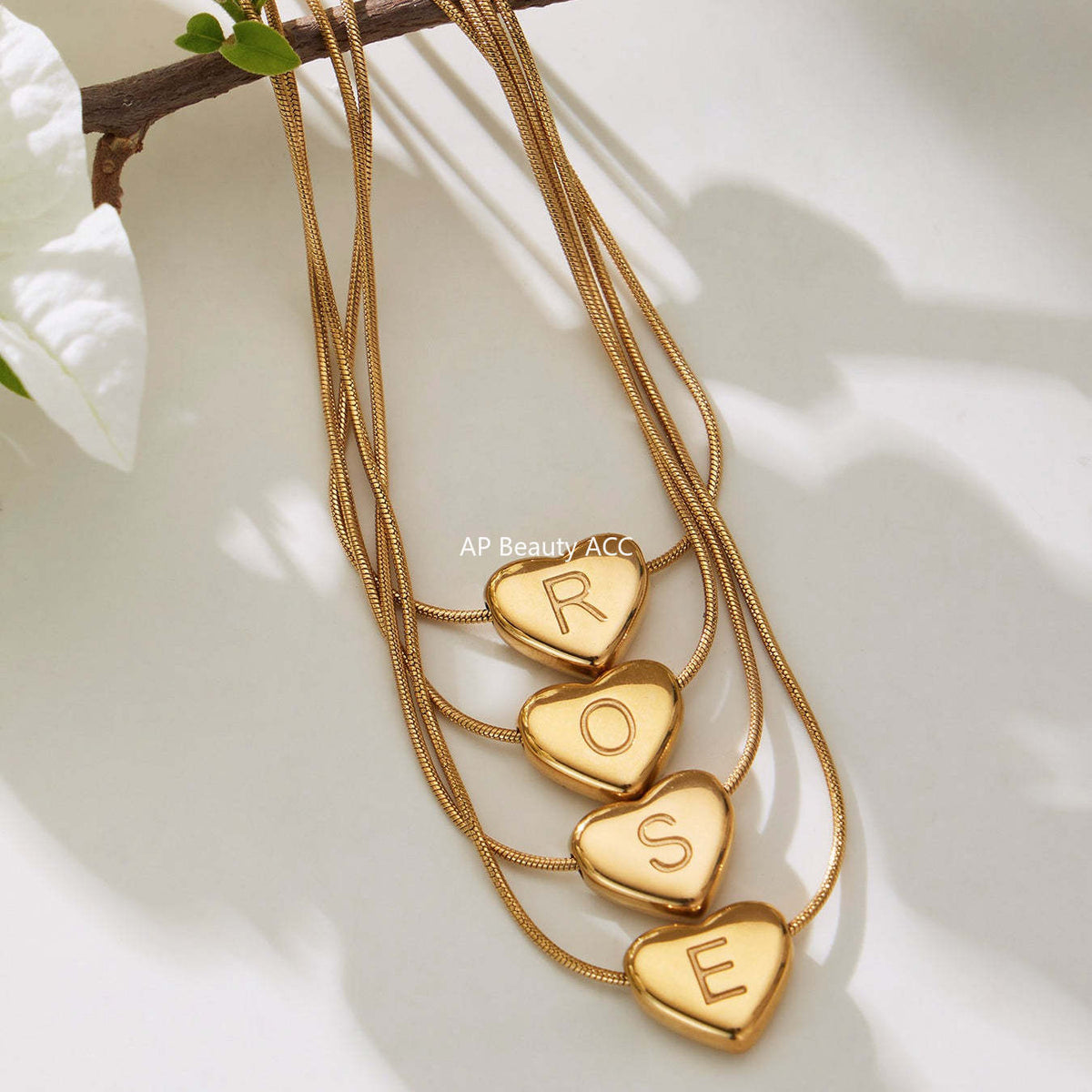 B廠-不鏽鋼26字母愛心吊墜鎖骨項鍊歐美熱銷款時尚輕奢飾品鍍18k真金「RP020」25.12-1