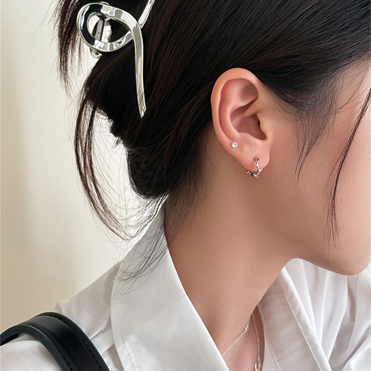 C廠-森系百搭極簡風樹枝耳環女小眾設計高級感銀針耳圈韓系小清新耳飾「EH-3769」25.08-5