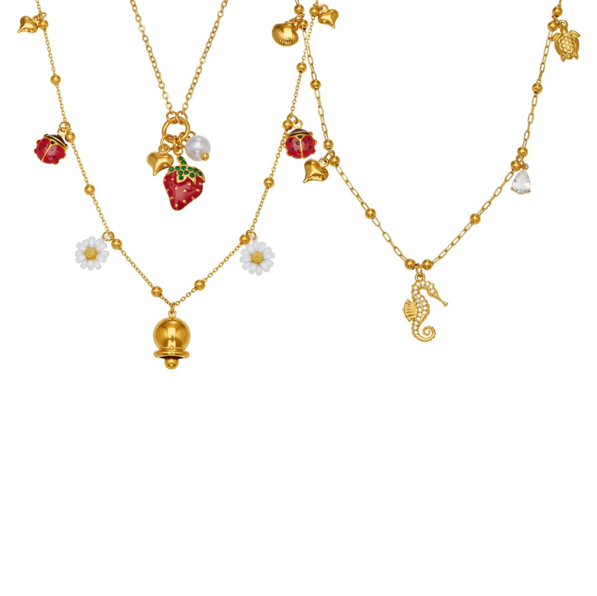 B廠-不鏽鋼DIY多配件鑲嵌鋯石海馬吊墜鎖骨項鍊鍍18k真金歐美時尚飾品「P755」25.11-4