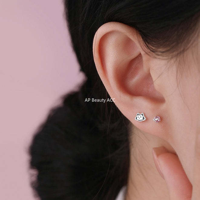 D廠-原創足銀S999貓咪小魚耳環溫柔精緻甜美小巧個性獨特韓風耳飾批發「YC9006E_1」25.12-2