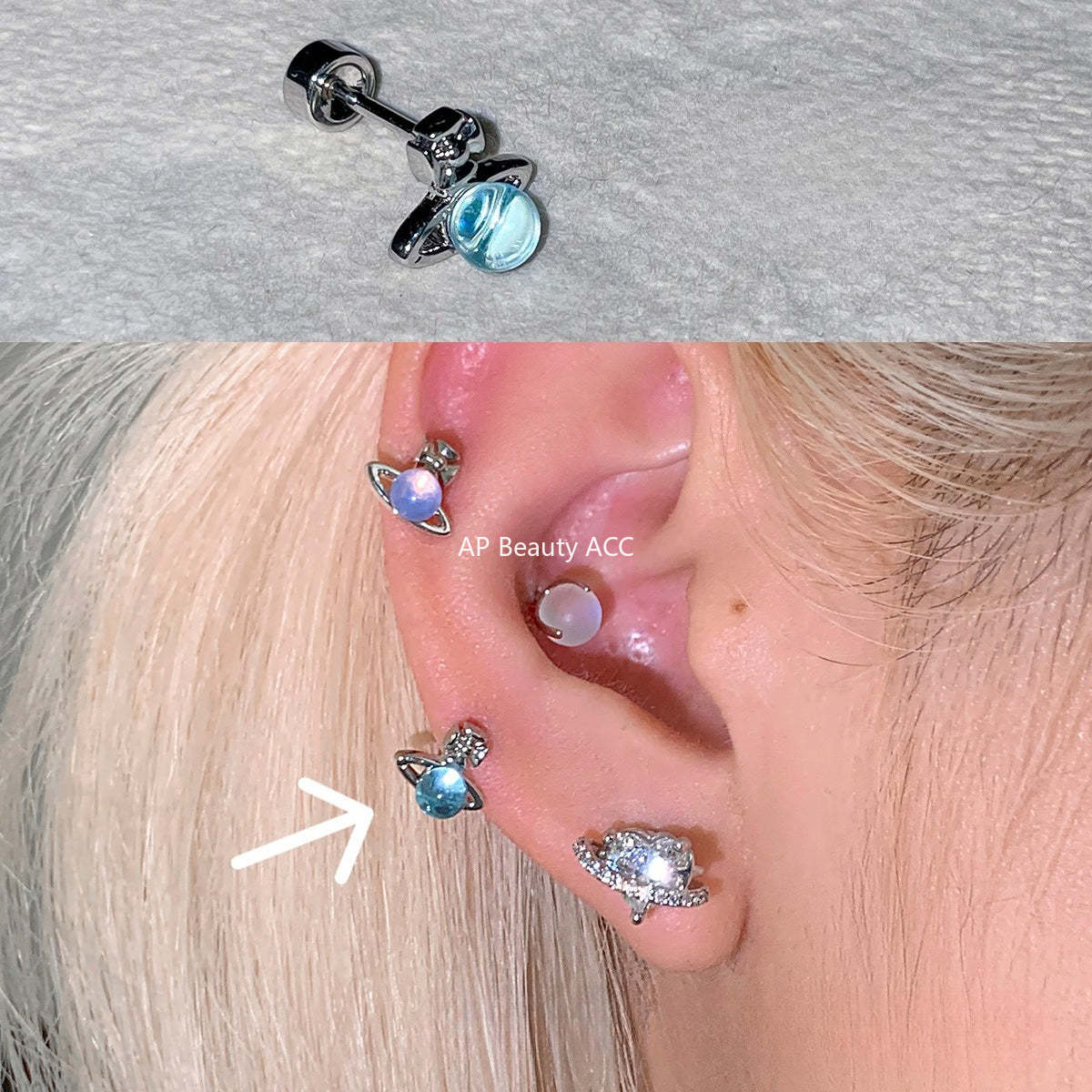 C廠-輕奢小眾高級感星球耳釘女多巴胺甜美鈦鋼耳環精緻甜酷風秋冬耳飾「EH-4343」25.12-2