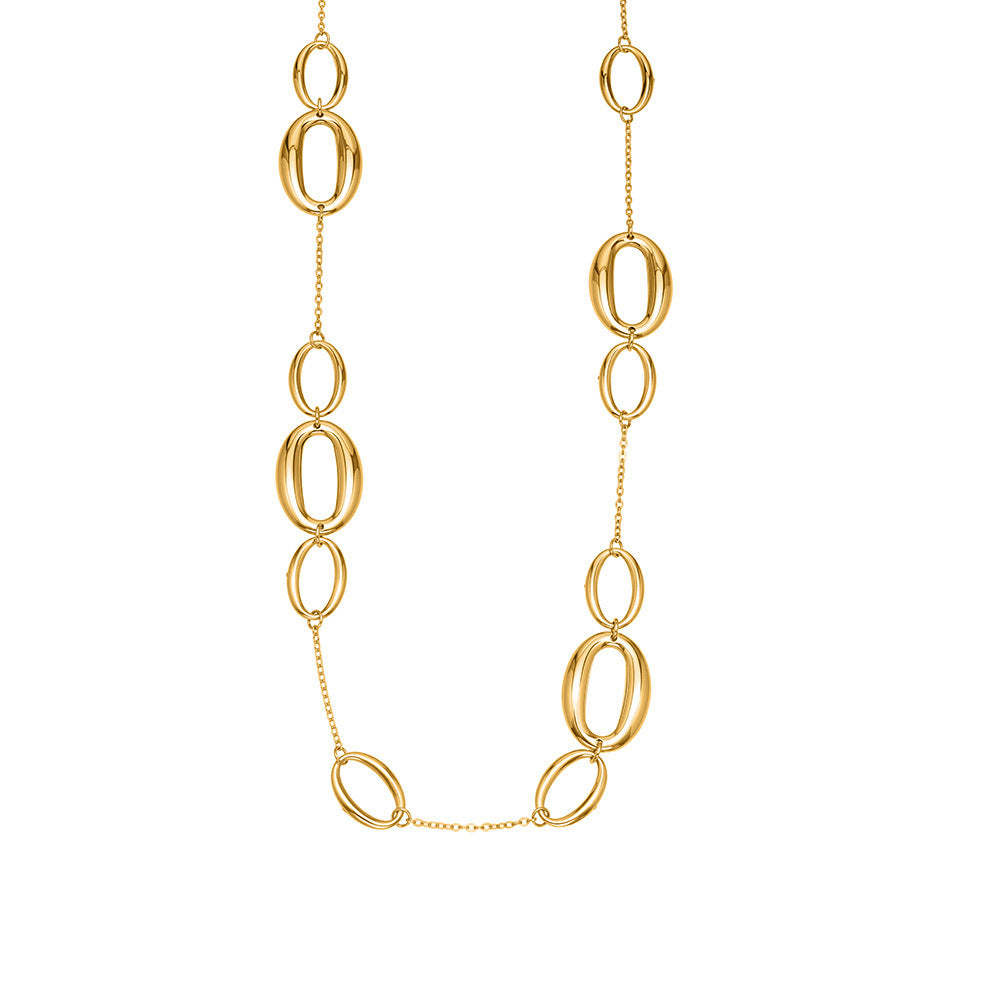 B廠-不鏽鋼幾何長款項鍊 鍍18k金ins歐美時尚百搭O字拼接毛衣「M084」25.11-3