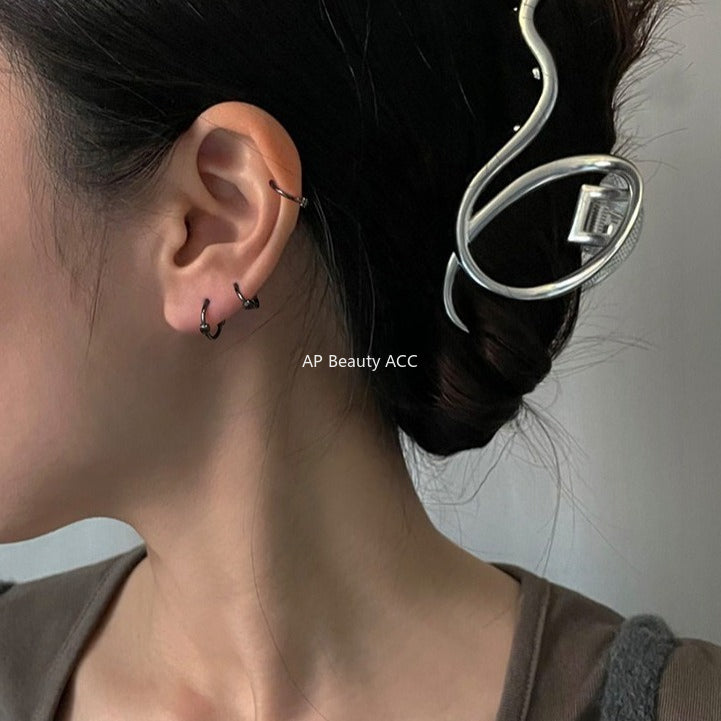 C廠-S99純銀素圈耳環女精緻小巧中性風新款耳扣小眾設計高級感耳骨釘「EH-2308」25.10-3