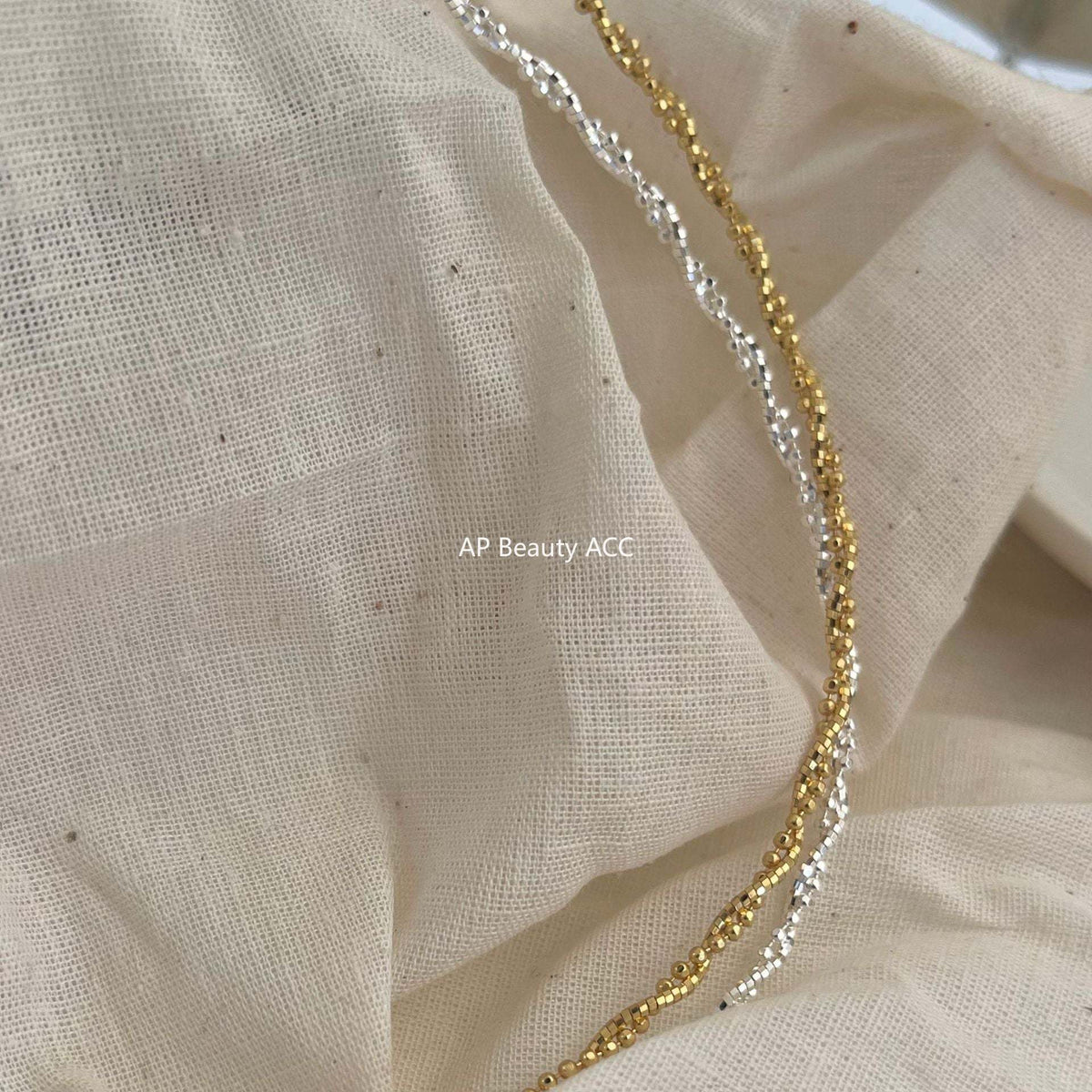 F廠-韓國韓版925純銀切面圓珠碎銀項鍊簡約氣質冷淡風纏繞項鍊「B1173」25.12-3