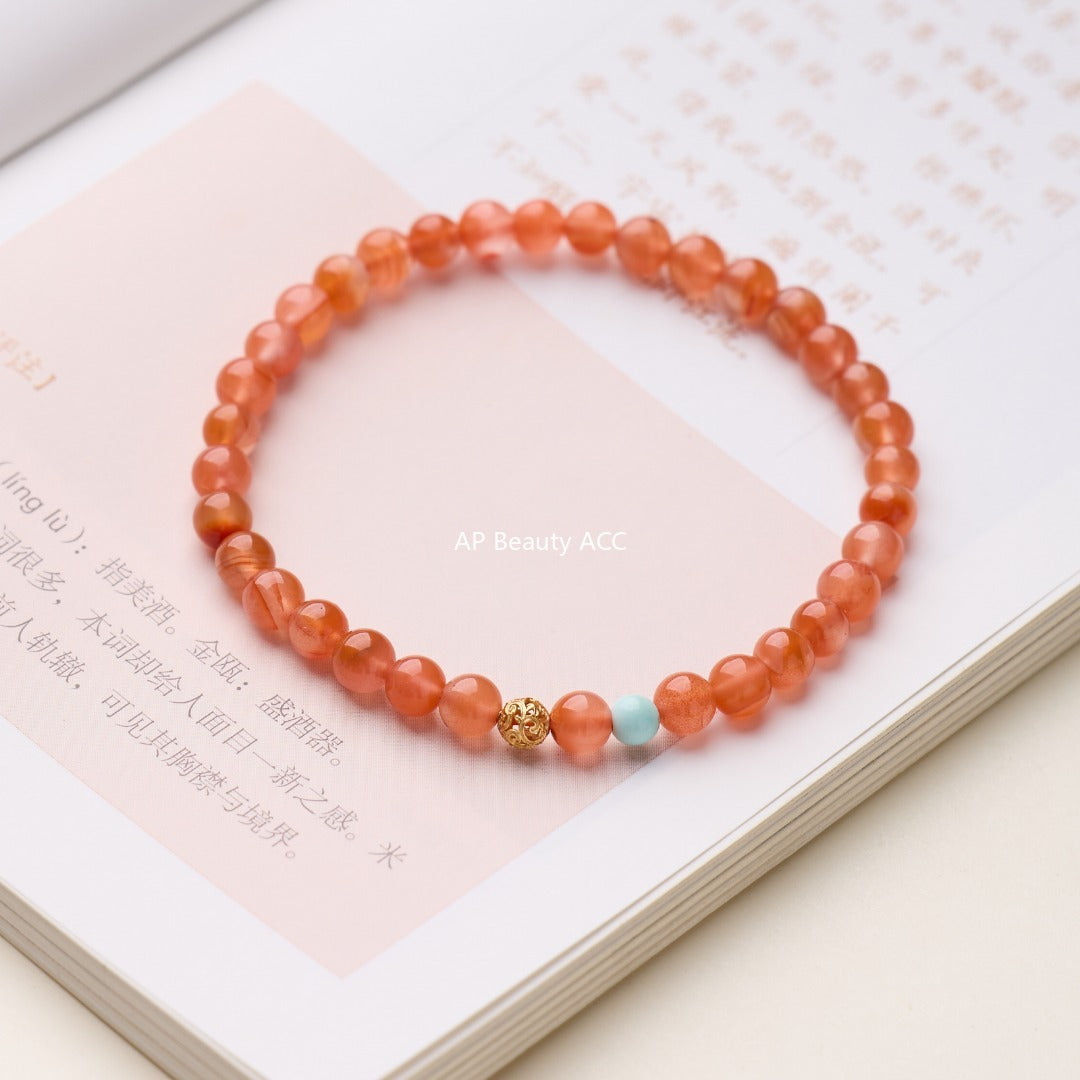 AS廠-源頭工廠批發天然南紅瑪瑙手鍊女新中式冰飄櫻桃紅南紅手鍊高級感「71X028」25.10-1