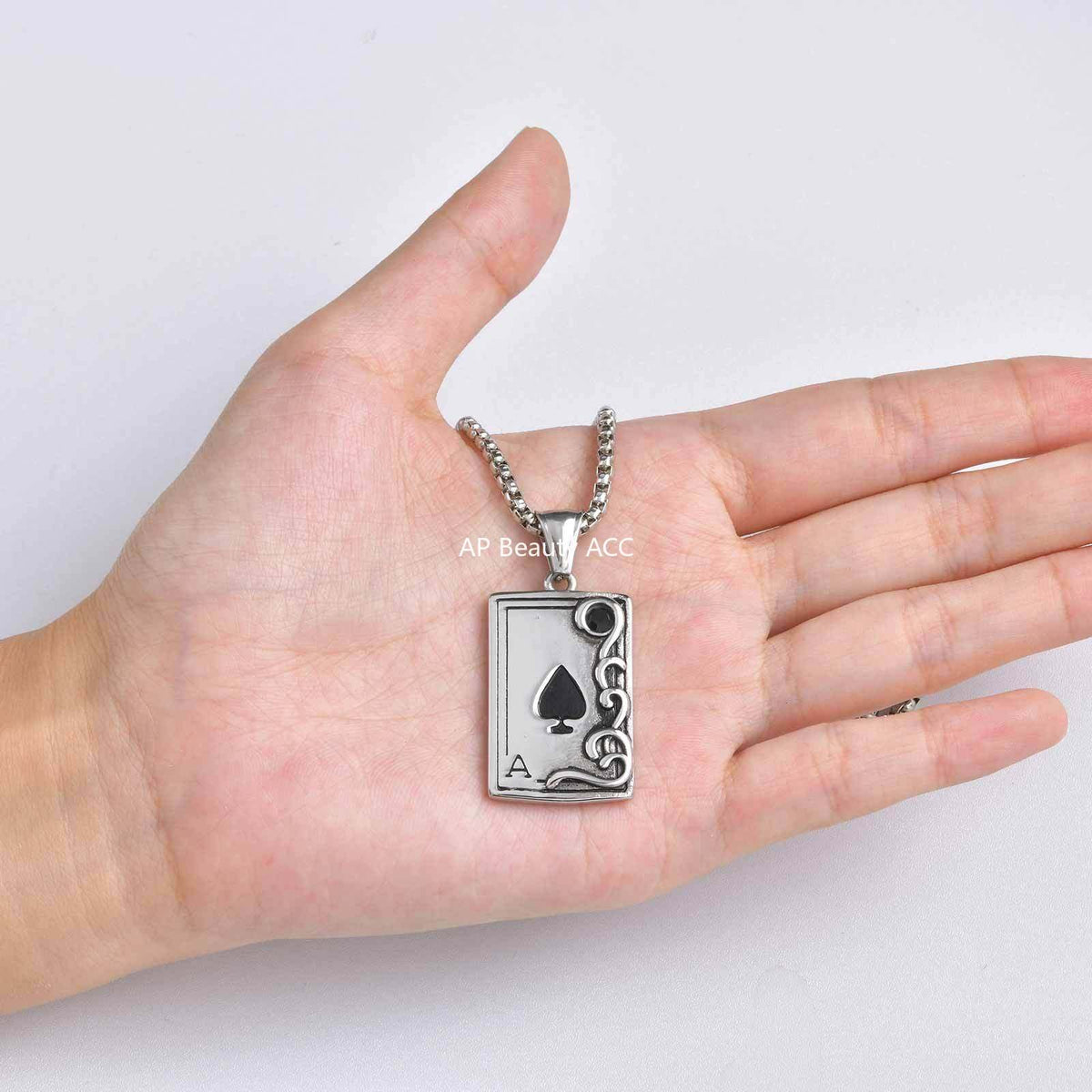 G廠-不鏽鋼撲克吊墜潮嘻哈百搭hiphop蹦迪黑桃A花紋吊墜「PN-2317S」25.12-3
