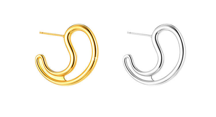 C廠-幾何C形銀針耳釘女時尚設計感高級秋冬耳環日韓時尚個性氣質耳飾「EH-4274」25.11-4