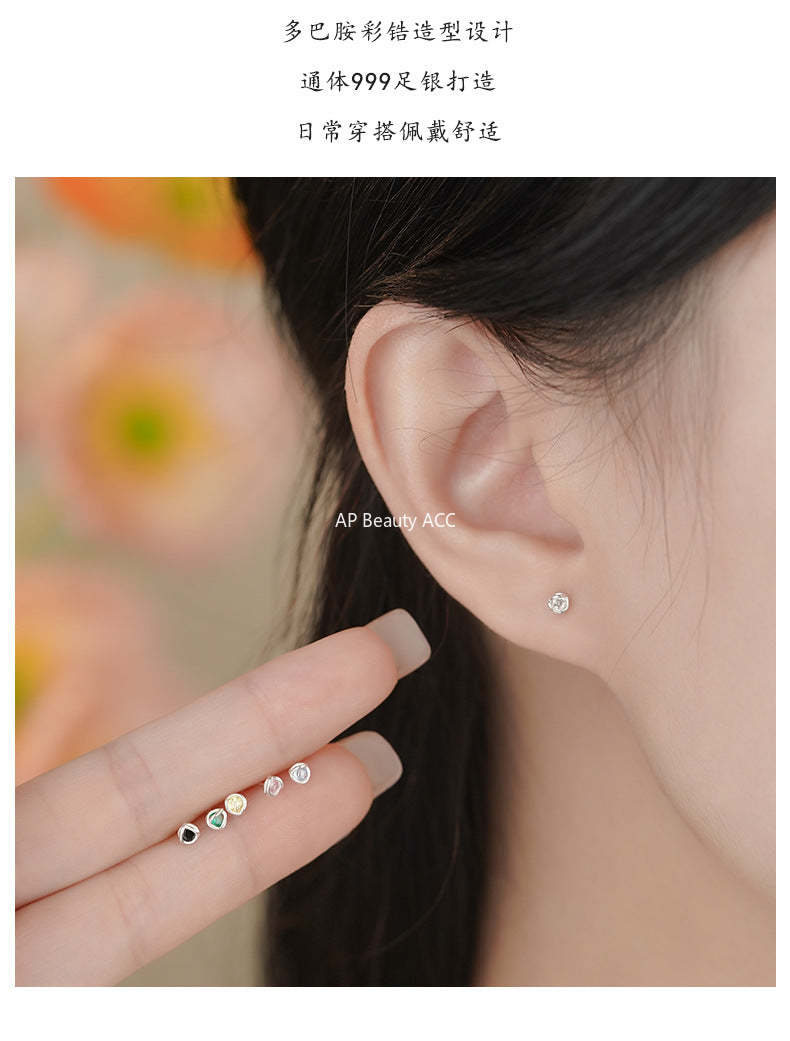 D廠-足銀S999線團耳釘簡約幾何多巴胺新款溫柔輕奢小眾個性耳飾批發「YC10043E」25.12-1