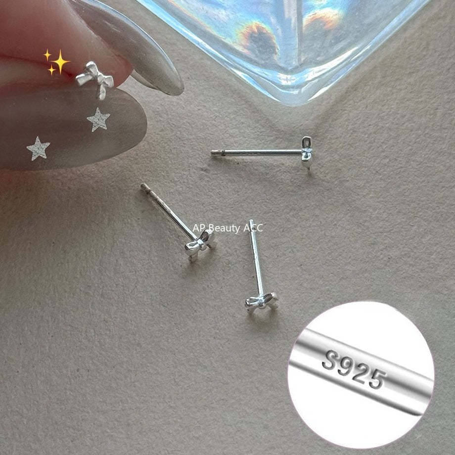 C廠-925純銀迷你蝴蝶結耳釘女甜美風精緻日常百搭耳環ins少女風耳飾「EH-4293」25.12-1