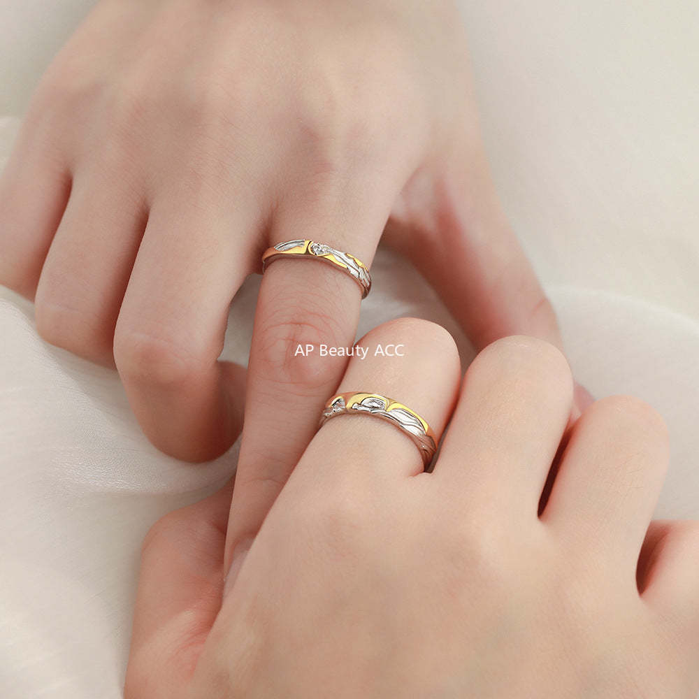 D廠-原創足銀S999熔岩紋理情侶對戒冷淡風輕奢款個性送女友手飾批發「YC4442R_1」25.11-4